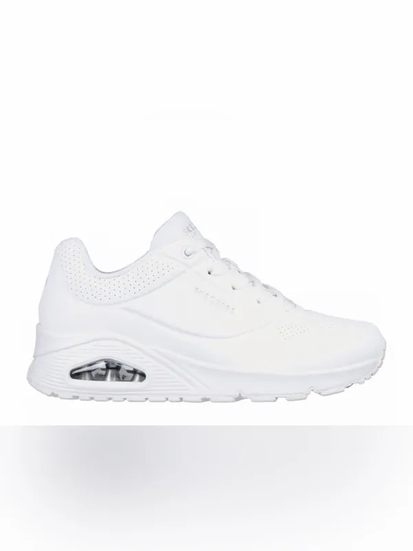 Skechers Uno-Flex All-White Low-Top Lace-Up Sneakers Size 7.5 - Image 3