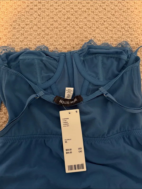 Urban Outfitters Size Extra Small XS Women's Blue Lace-Trim Slip Dress NWT NEW - Image 9