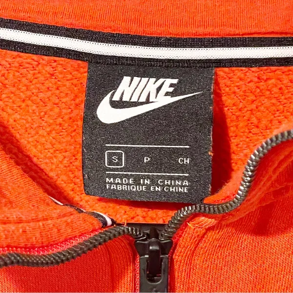 Nike Size Small Sweatshirt‎ Red Coral Graphic Floral Logo Bq8846 696 Quarter Zip - Image 3