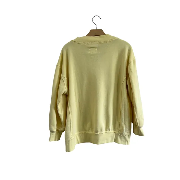 Pink Rose Yellow V Neck Sweater S Soft Relaxed Cozy‎ Lived In Casual Chic - Image 2