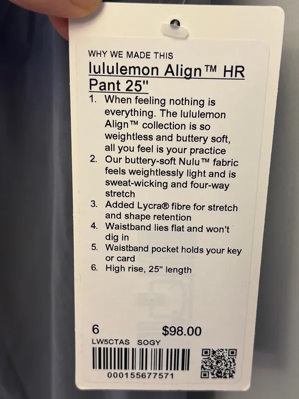 Lululemon Leggings Align HR Pant 25 ” Solar Grey NWT Size 6 Rare Sold Out New - Image 5