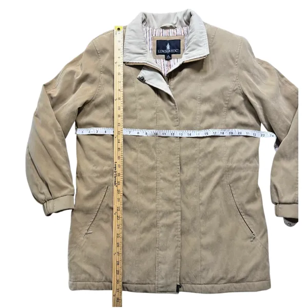 London Fog Vintage Women's Zip Front Jacket Coat Beige Tan Size M Flaw - Image 5