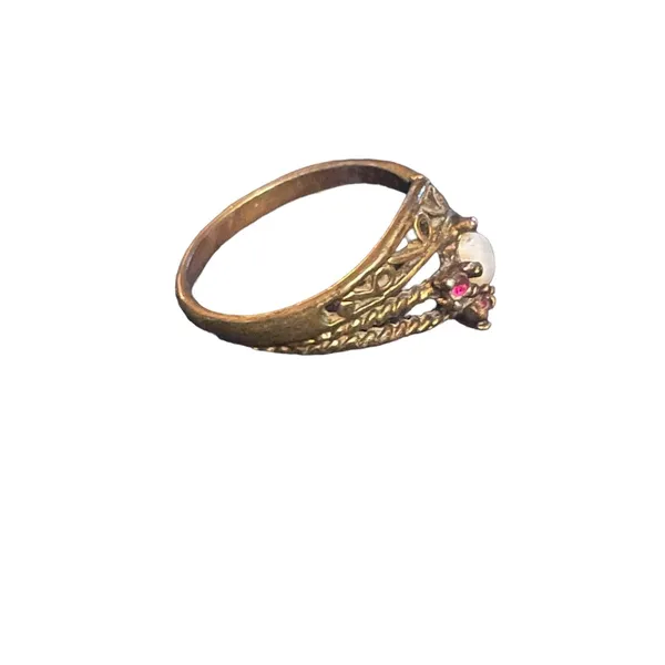 Vintage Uncas signed Opal and Rubies ring Size 8 - Image 6