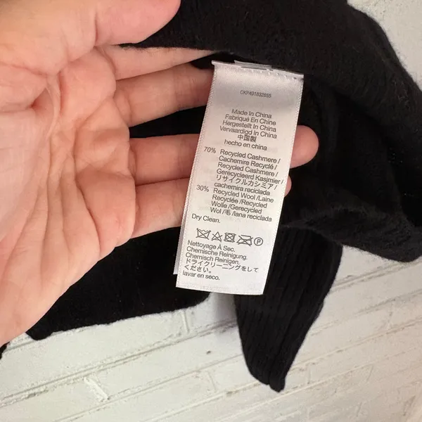 Madewell Small Black Wide Rib Knit Relaxed Mockneck Cashmere Wool Sweater - Image 6