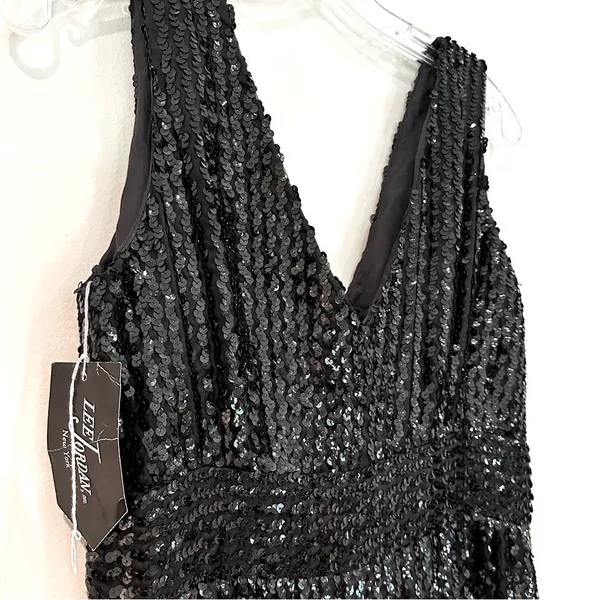 Lee Jordan Vintage Sequin Formal Dress Women's 14 Black‎ Evening 70s Whimsigoth - Image 2