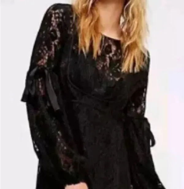 Free People dress Ruby Lace embossed black velvet no slip liner xs - Image 8