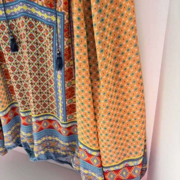 Passports Woman Peach Blue Long Raglan Sleeve V Neck Pullover Blouse Size XL - Image 5