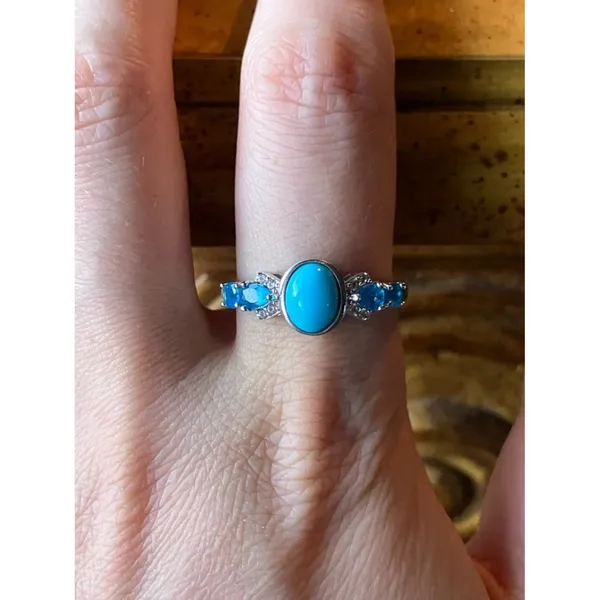 Sleeping Beauty Turquoise Blue Apatite Sterling Silver Ring Size 10 - Image 3