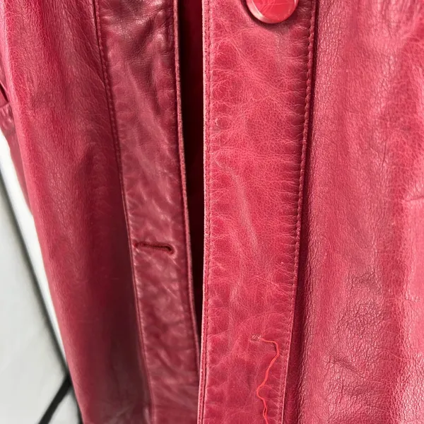 Pelle red leather M mid length trench vintage retro outdoor 70s 80s - Image 5