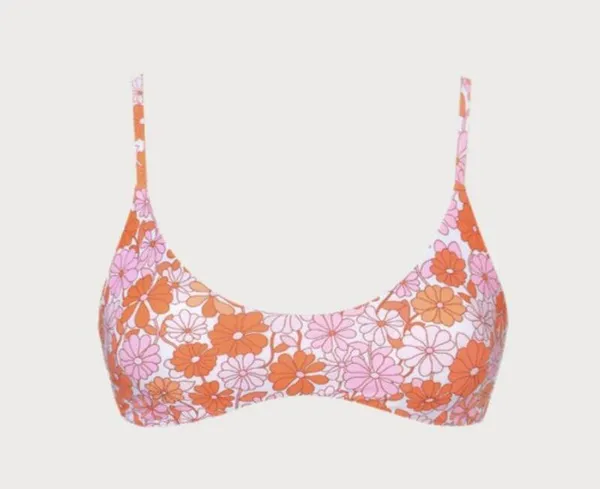 BERLOOK Orange Floral Backless Bikini Top AND BOTTOM 07 Size L - Image 6