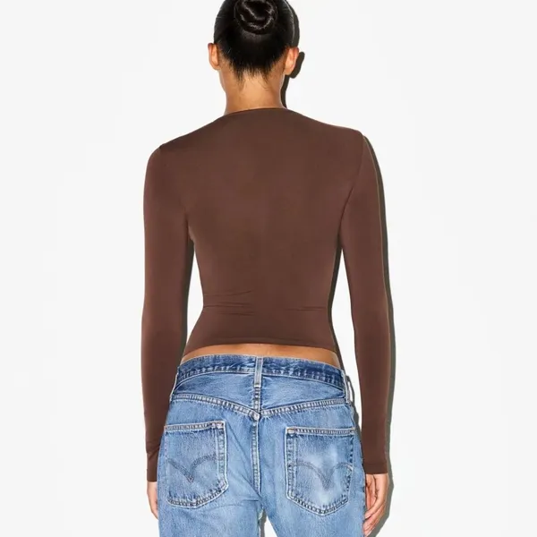 Nwt Skims (G14) Soft Smoothing Long Sleevet-Shirt In Cocoa Xs - Image 5