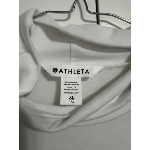 Athleta‎ Womens XL White Long Sleeve Mock Neck Lightweight Jersey Top Shirt - Image 3