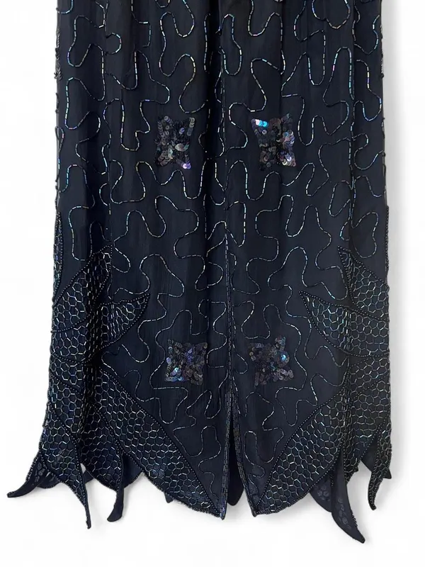 Women’s Black Beaded Midi Skirt Size Small Whimsical Fairy Goth Mermaidcore - Image 7