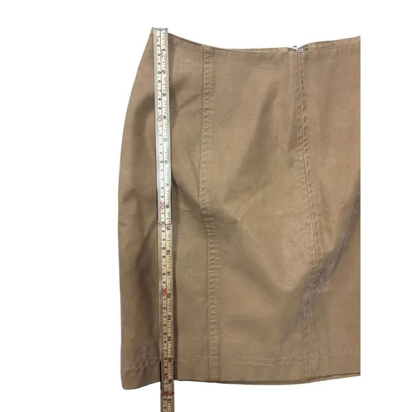 Free People Skirt Size 4 Modern Femme Vegan Leather Mini Camel Tan High Waisted - Image 8