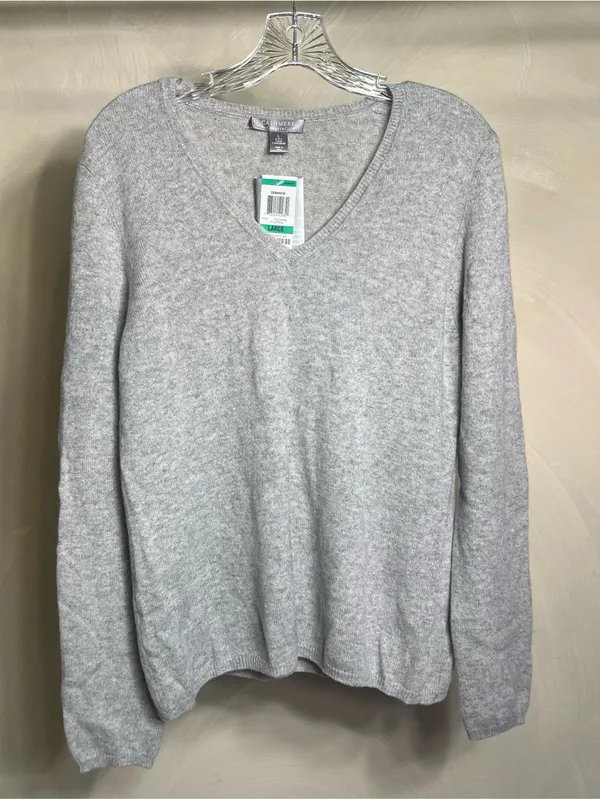 Charter Club 2-Ply 100% Cashmere Women's V Neck Minimalist Luxury Sweater|Size:L - Image 16