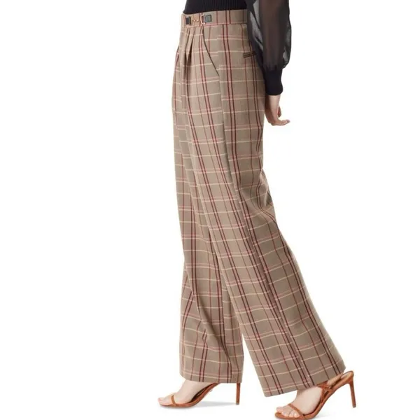 Sam Edelman Womens 8 Plaid Side Buckle wide Leg slacks Wild Aster pants - Image 3