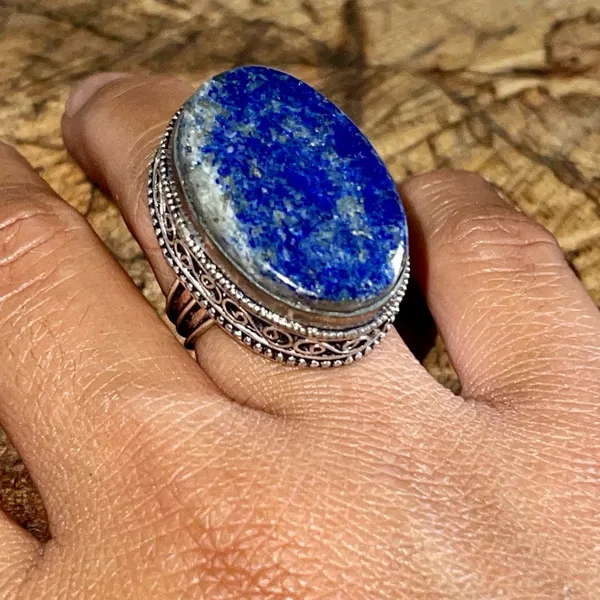 Lapis Lazuli Ring Size 7 Blue - Image 2