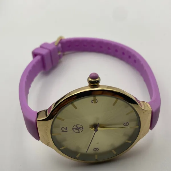Fortune NYC Gold Tone Stainless Steel with Lavender Strap Women's Watch Working - Image 4