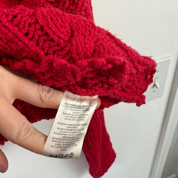 Free People Cutting Edge Cable Knit Sweater Cranberry Red 100% Cotton Womens Sm - Image 5