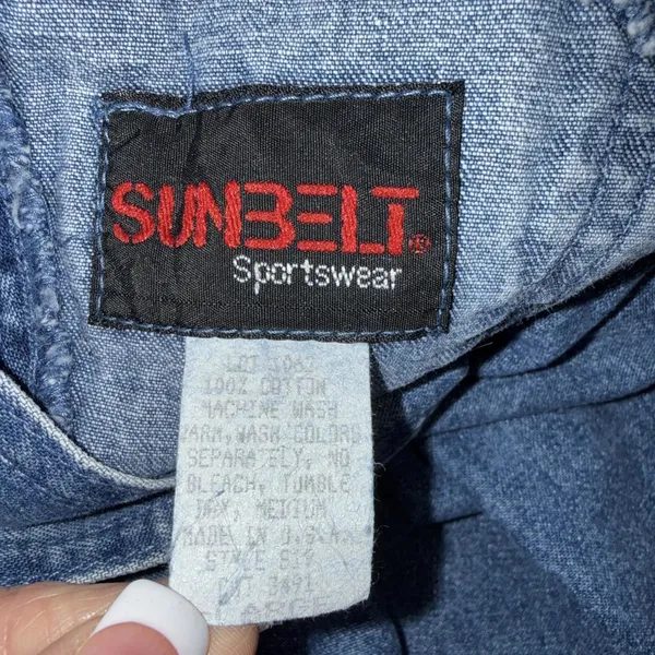 VTG‎ Sunbelt Jumper Dress Blue Jean Denim Overall Country Modest Cottagecore Lg - Image 3