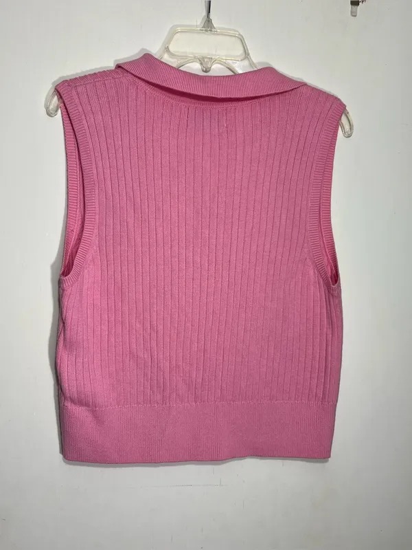Old navy Sleeveless Rib-Knit Cropped Polo size L - Image 7