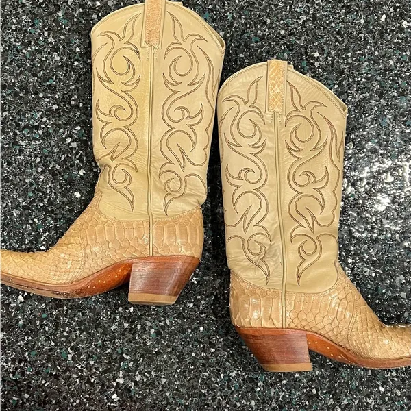 Vintage Dan Post Multicolor Leather Cowboy Boots 4218 Women 5.5 C W/ Box - Image 5