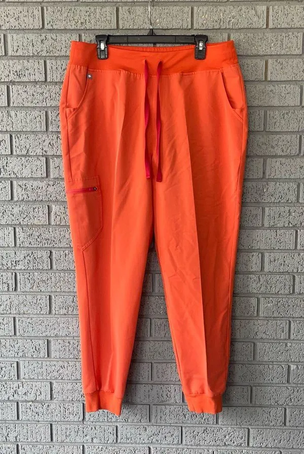 Figs High Waisted Zamora Jogger Scrub Pants Sunset Orange Size XL - Image 2