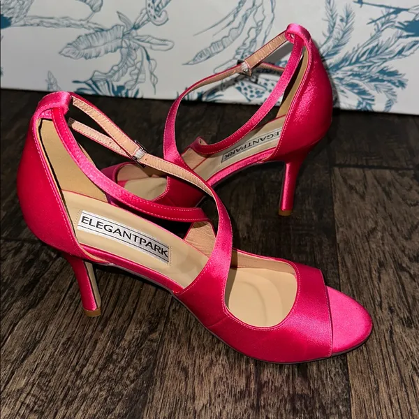 Women's Pink Satin Heels Size 10 - Image 2