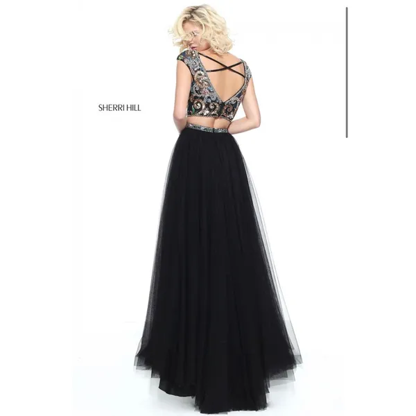 Sherri Hill‎ 51166 Black Beaded Two Piece Gown Size 4 NWT - Image 2