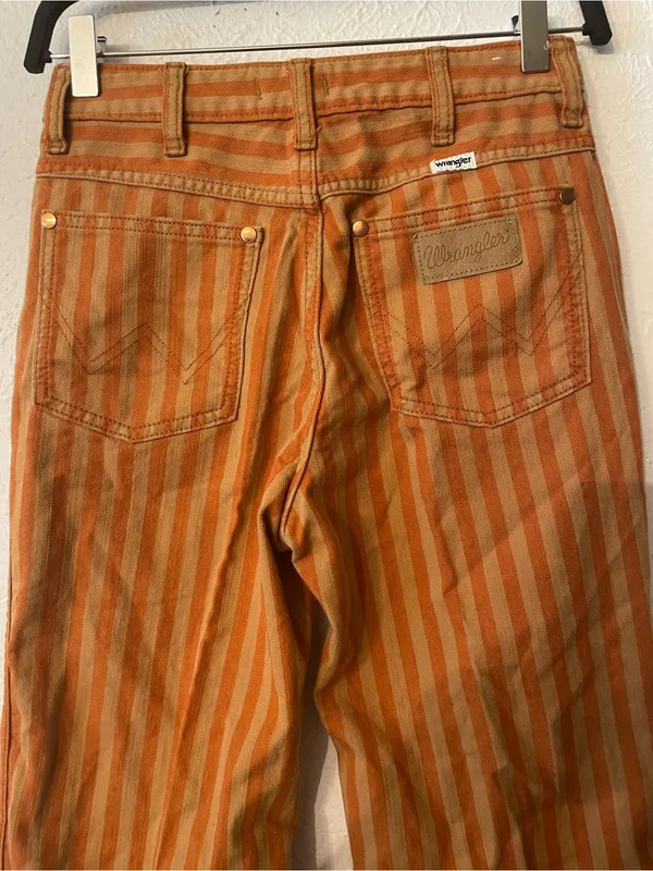 Wrangler Wanderer 622 High Rise Flare Jeans Orange Striped Size 25 - Image 6