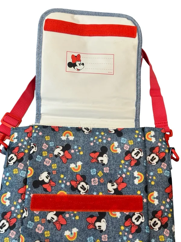 Disney Minnie Mouse print, denim & red bow removable strap insulated lunch bag - Image 5