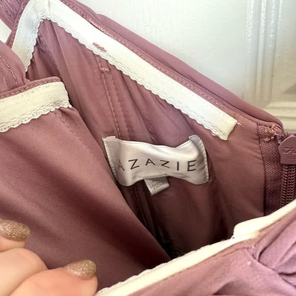 Azazie Zapheira‎ Dusty Rose Pink A-Line Ruched Chiffon Dress Bridesmaid 8 - Image 8