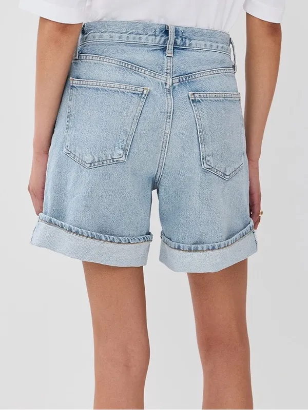 Agolde Dame High Waisted Cuffed Denim Shorts - Image 6