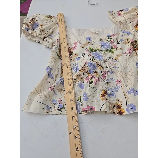 by Anthropologie Floral Corset Smocked Back Size Medium - Image 7