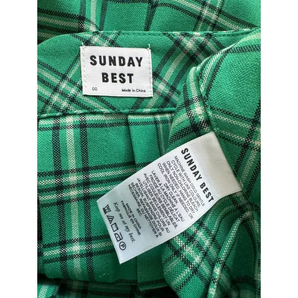 Aritzia Sunday Best Kelly Green, Black & White Pleated Mini Skirt - Image 8