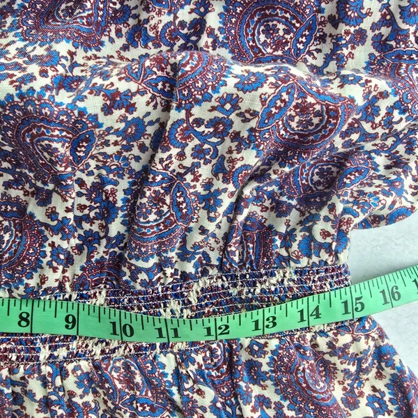 J. Crew Paisley Linen Smocked Waist Dress Blue Burgundy BP857 Womens Medium‎ - Image 9