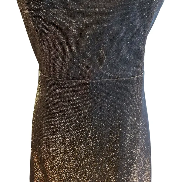 Blondie Nites by Stacy Sklar NWT Mini Halter Dress SZ 11 Black Gold Shimmer - Image 4