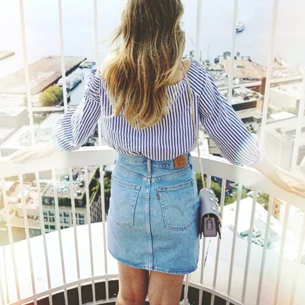 Levi's Light Blue Denim Midi Skirt - Image 3