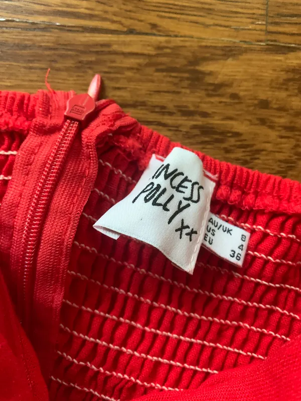 Princess Polly Strapless Linen Red Dress - Image 3