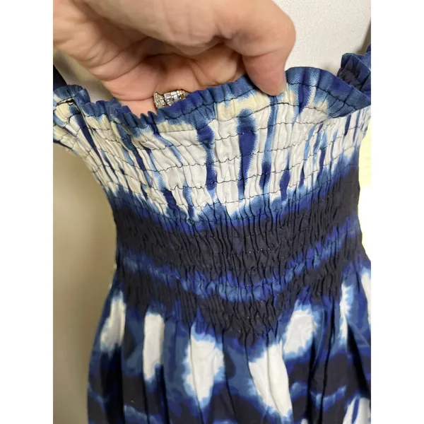 Speed Control Maxi Dress L Boho‎ Halter Blue White Tie Dye Sundress Women's - Image 7
