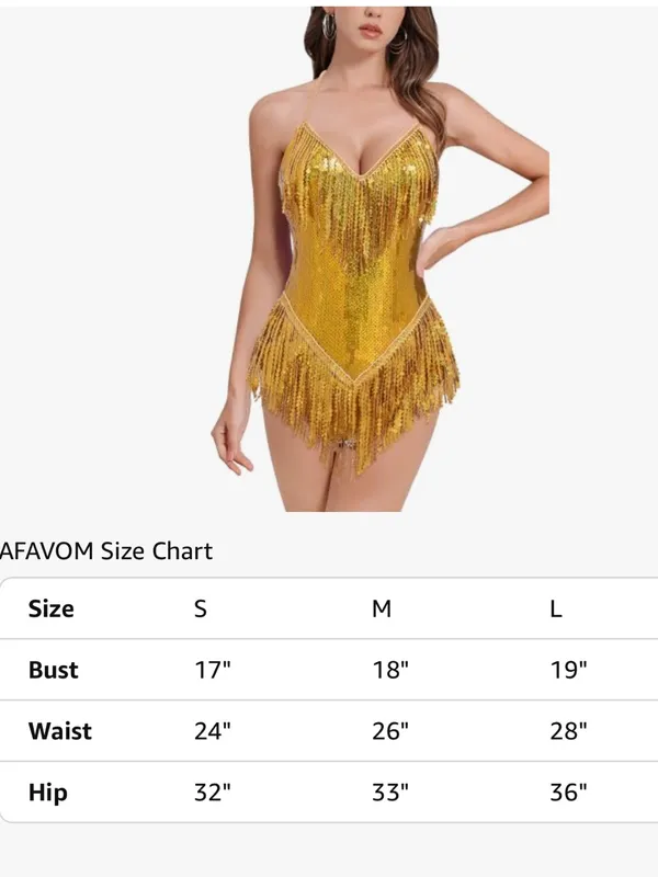 Sparkly Fringe Dress Glitter Tassel Latin Dance Dress V-Neck bodysuit costume - Image 6