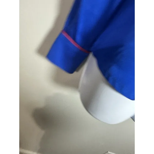 Piamita Cobalt Blue Silk Pajama Blouse with Red Piping - Size‎ XS - Image 4