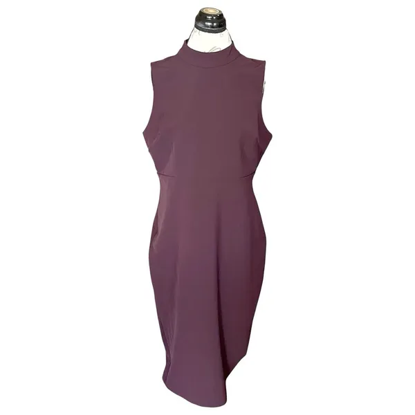 Express Dress Mock Neck Midi Sleeveless Large Sheath Work Cocktail Weddings City - Image 2