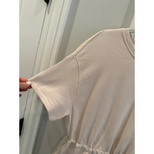 UGG Anisha French Terry Drawstring Waist Pocket Dress Small Cream Beige - Image 5