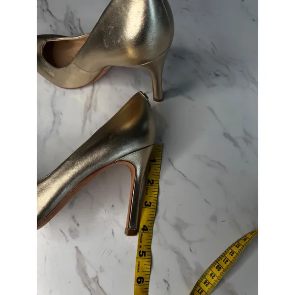 Ivanka Trump Womens Metallic Gold Leather Round Toe Stiletto Pumps Heel Size 9M‎ - Image 8