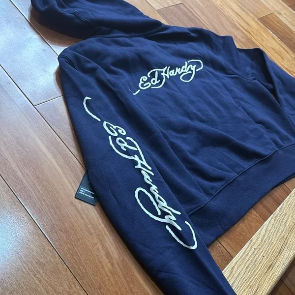 NWT Ed Hardy Broken Heart and Fairytale Navy Eclipse‎ Hoodies Sweatshirt Size S - Image 7