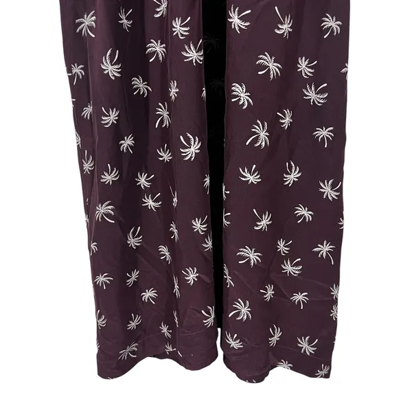 Madewell Dream Drift Overlay Palm Tree Halter Dress 100% Silk Plum Purple Size 0 - Image 4