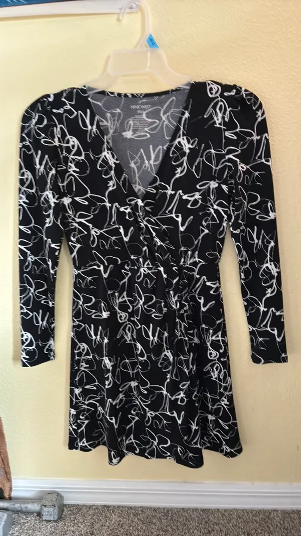 Nine West Black Dress White Print - Image 3