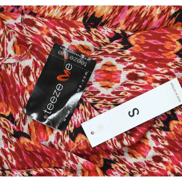 NWT Teeze Me Juniors Spaghetti Strap Tribal Bandeau Dress Fire Red Multi S - Image 7