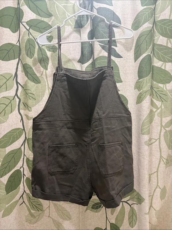 Cider Olive Green Short Denim Overalls - Image 5